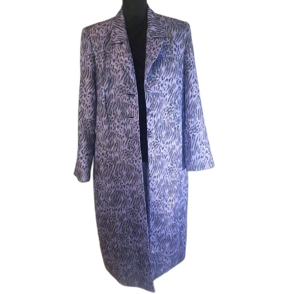 Night Studio New York Purple Black Button-up Collared Maxi Coat Size 14 - Picture 4 of 9